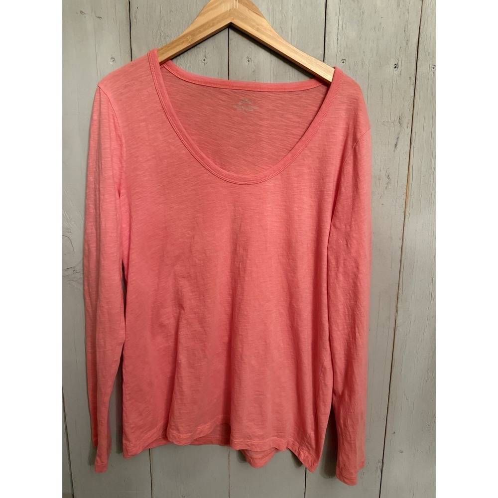 J. CREW Blue Vintage Cotton‎ RoundNeck 3/4 Sleeve Tee Coral Sz- Lg